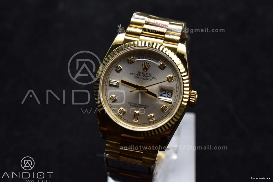 Square President on 36 DayDate Silver Steel Edition Comfortable Weight) (Gain 702 Best Dial YG with Bracelet vr3255 Diamond 904L V5 QF 1027